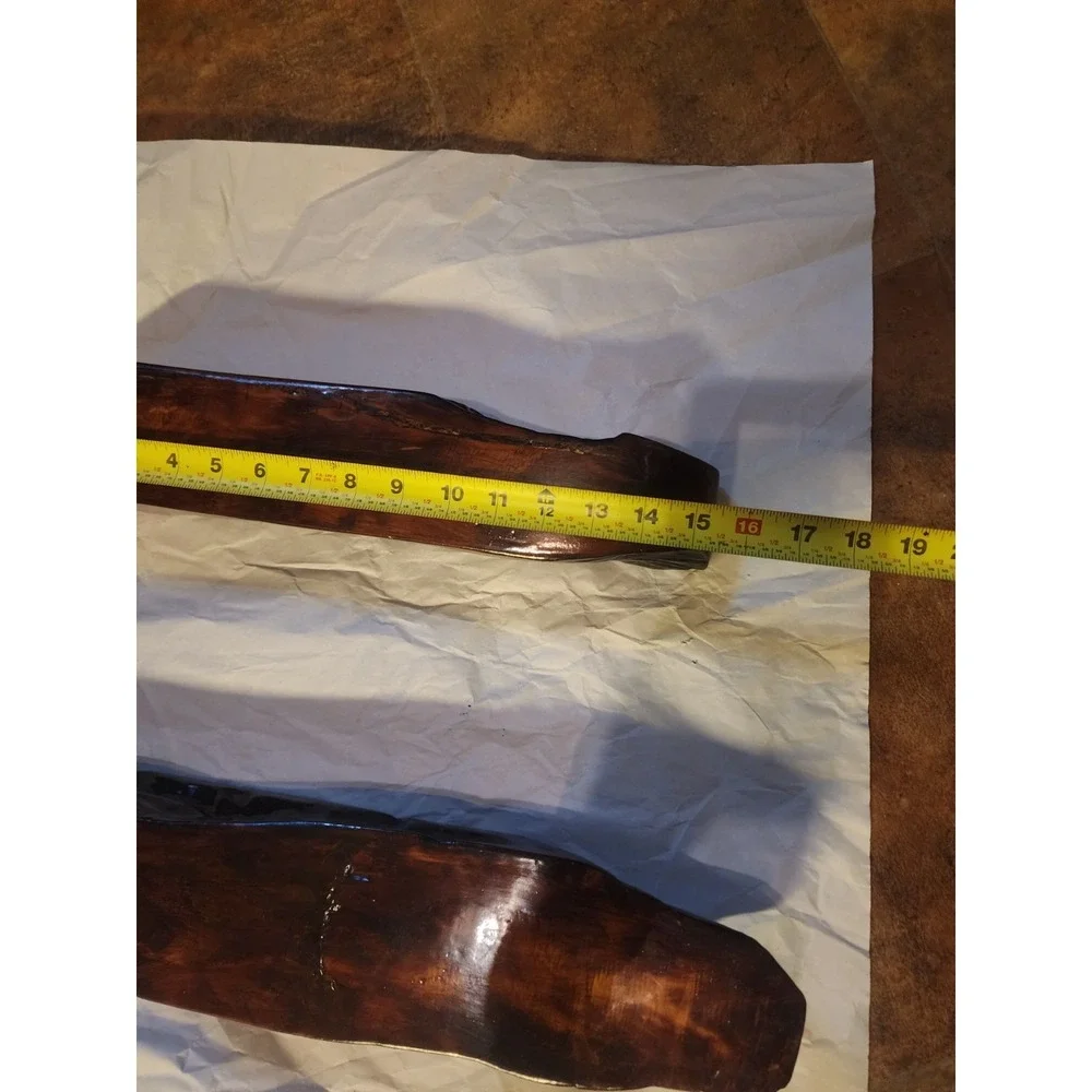 Vintage Set Of 2 Live Edge Red Wood Wall Mounted Floating Mantel Shelves Burl